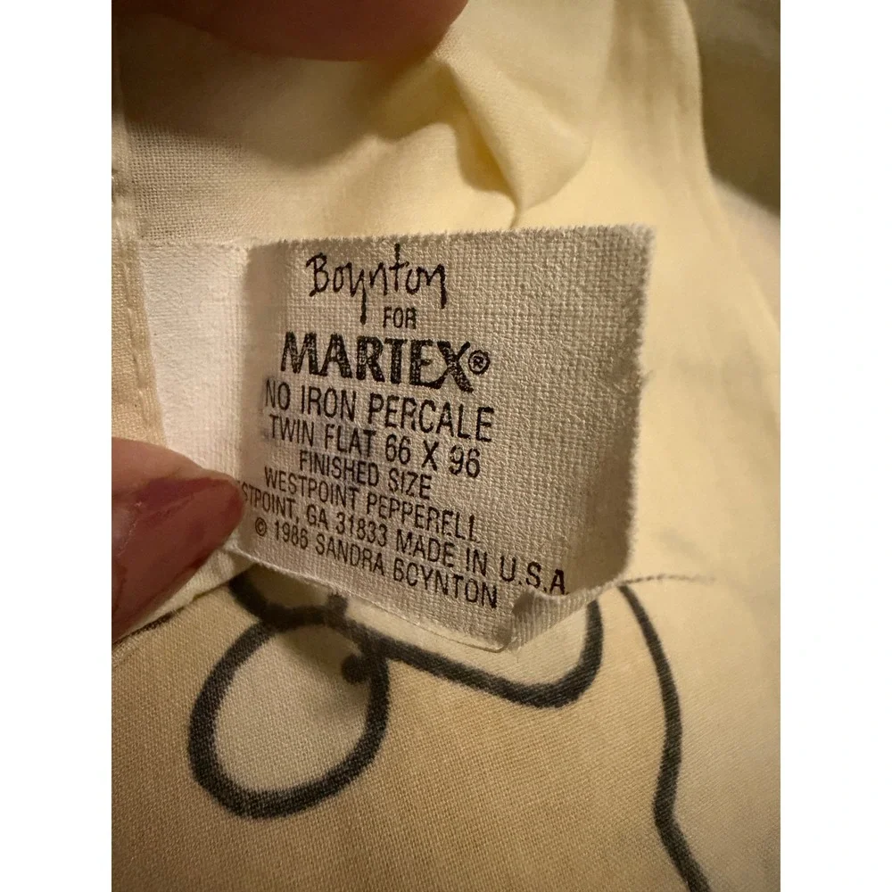 VTG 2 sets 1986 Sandra Boynton for Martex Dinosaur Sheet Set Percale Cream 80s